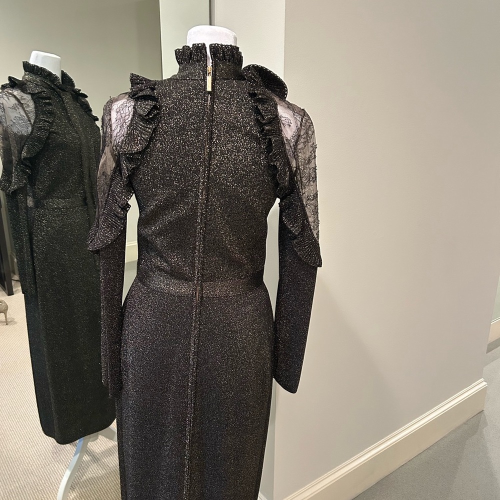 Elegant Black Ruffle Dress - Picture 2 of 4